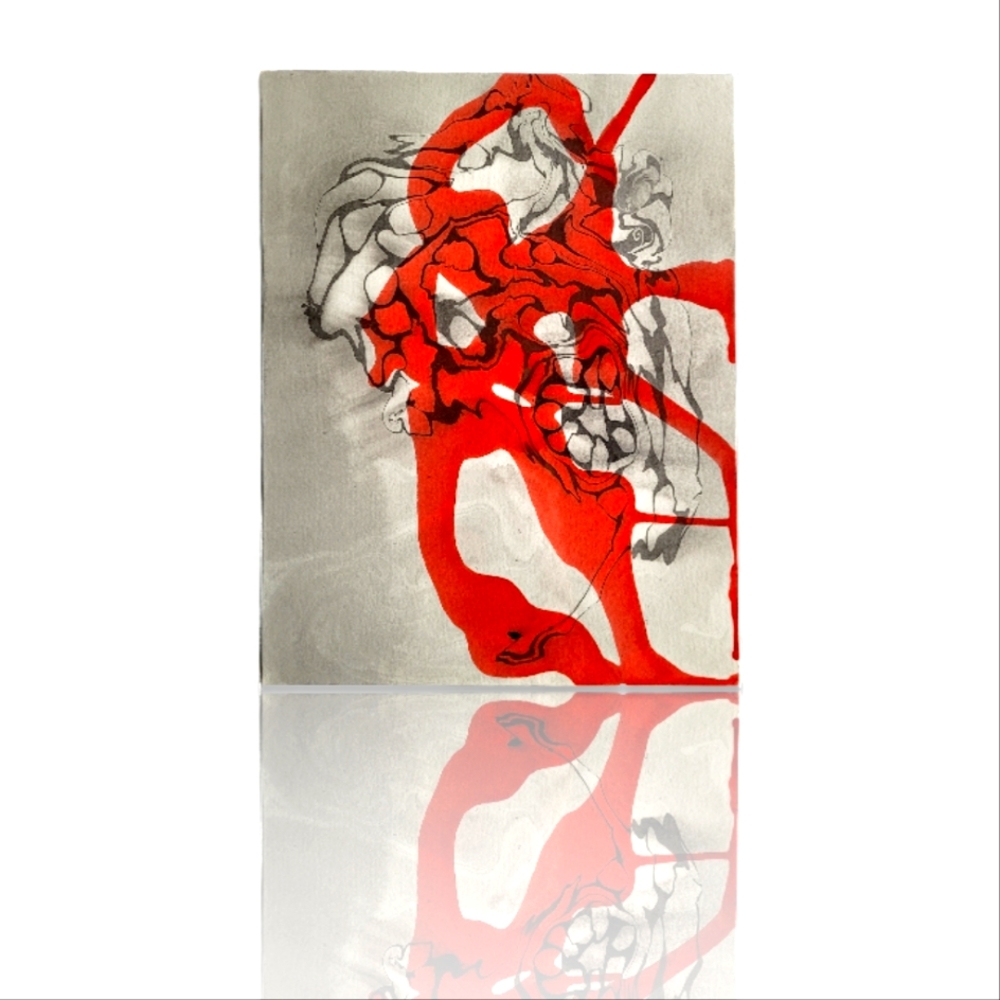 Original Mixed Media Suminagashi Abstract Watercolor Painting, 11x14